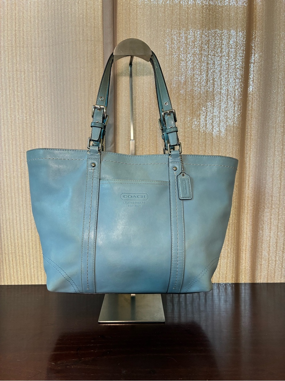 Coach Dusty Blue Leather Tote